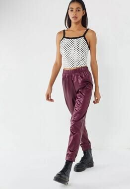 Urban Outfitters Faux Leather Shine Jogger Pant Maroon Purple XS Y2K Punk Bold